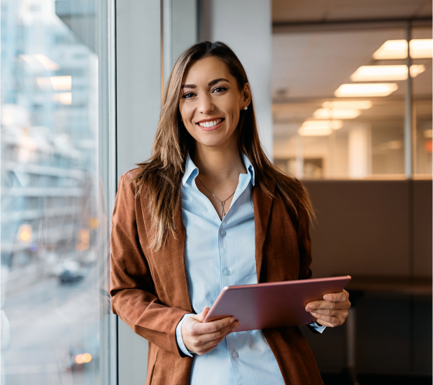 Professional woman holding a tablet